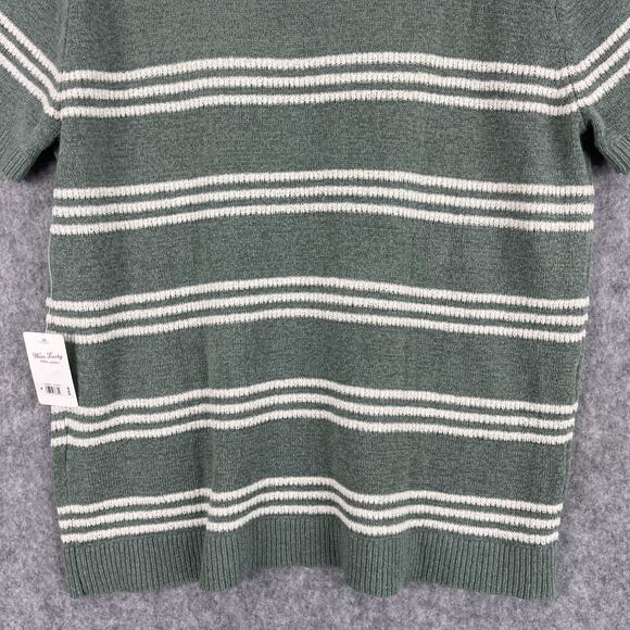 Lucky Brand Johnny Collar Polo Sweater Mens XL Green Striped Knit Retro NWT - Picture 12 of 14